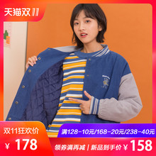 尔给加棉学生休闲灯芯绒港风女装棒球服外套女复古工装风原宿加厚图片