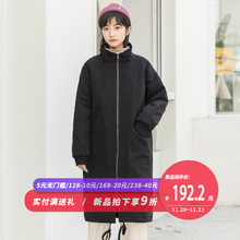 尔给黑色棉服oversize女潮冬季加厚工装外套2018新款学生学院风图片