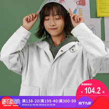 尔给早秋外套女复古原宿风长袖宽松韩版2018新款港风棒球服学生图片