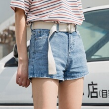 尔给夏季休闲2018浅色原宿风裤子宽松潮bf韩版学生阔腿牛仔短裤女图片