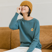 尔给针织衫女长袖chic早秋2018新款韩版学生刺绣套头慵懒风薄毛衣图片