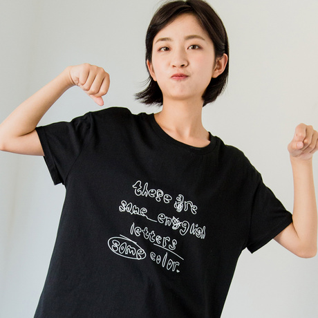 尔给黑色个性T恤短袖女夏2018新款韩版宽松bf原宿风学生夏装上衣商品大图
