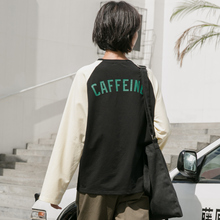 尔给秋季黑色插肩袖t恤女2018新款宽松韩版印花长袖hiphop上衣图片