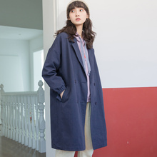 尔给lulu风衣女中长款学生气质秋季外套长袖韩版撞色2018新款宽松图片