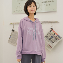 尔给卫衣2018新款女长袖韩版宽松连帽长袖学生秋天上衣潮人物印花图片