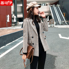 西装外套女2018新款时尚格子西服韩版女装外衣秋冬休闲气质小西装图片
