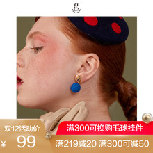 She Girl茜子耳饰喵星人档案羊毛毡毛球俏皮猫咪耳环