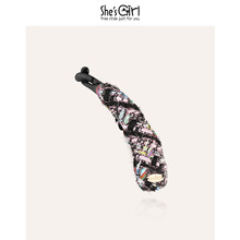 She 色彩迷城 Girl茜子发饰 斜纹粗花呢复古小香风香蕉夹马尾夹