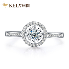 珂兰旗舰店18K金结婚钻石戒指铂金求婚钻戒女正品 砖戒圆舞曲P