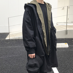 方寸先生2019春季新款韩版宽松连帽修身风衣男中长款休闲外套潮流