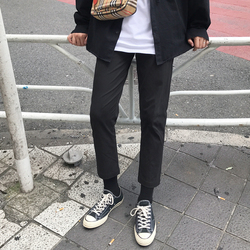 方寸先生春季裤子男韩版潮流黑色男生休闲九分裤修身百搭直筒小脚