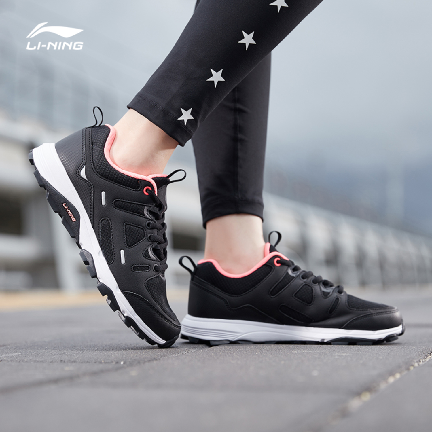 Li Ning Running Shoes Women's Genuine New Shock Absorbing and Durable Running Shoes Women's Anti slip and Durable Low Top Sports Running Shoes