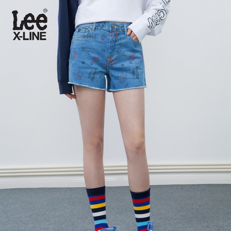 Lee女装2018春夏新款X-LINE浅蓝色短裤L19366AL68NN商品大图