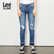 Lee女装 2018春夏新品X-line蓝色九分牛仔裤LWS4333AX8LE图片