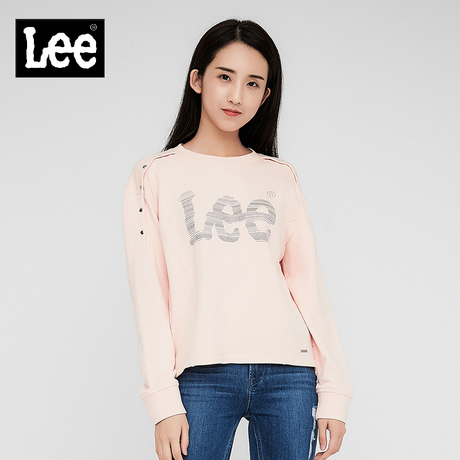 Lee女款2018年秋季优形丹宁字母图案粉红色长袖卫衣L317733RV8UT商品大图