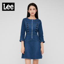 Lee女款 2018年秋季优形丹宁绑带蓝色长袖牛仔裙L317723AX9FJ图片