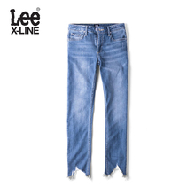 Lee女款 2018年秋季XLINE蓝色毛边翻边牛仔裤LWZ4013QJ8SA图片
