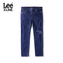 Lee女款 2018年秋季XLINE浅蓝色破洞修身牛仔裤LWZ4013QJ8SF图片