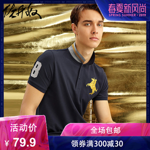 佐丹奴刺绣polo衫男装拿破仑polo领短袖弹力男士保罗衫01018210