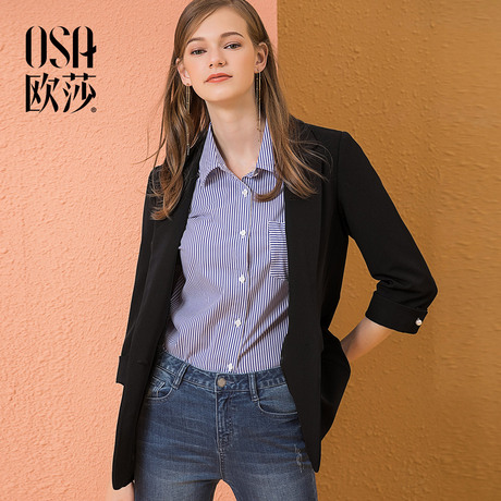 ⑩OSA欧莎2018秋款装新款女装  OL风通勤时尚西装外套商品大图