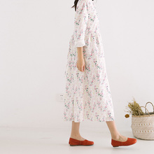 女连衣裙素色印花清新长裙 2018新款 怀桑 绽放C1027朵