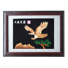 覃孟斋麦秆画麦草画装饰画中式客厅玄关餐厅挂画有框壁画大展宏图