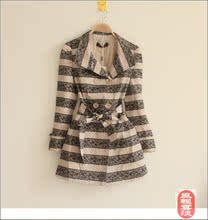 专柜正品 双排扣风衣品牌折扣 修身 新款 F2014春秋女装