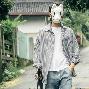 日系小清新条纹长袖衬衫