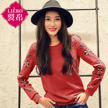 裂帛2018春装新款圆领简约刺绣长袖套头衫休闲合体卫衣女51161511图片