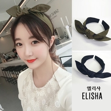 Elisha韩国进口 时尚 气质纯色系蝴蝶结宽边压发箍发卡头饰发饰品