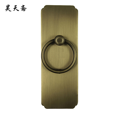 昊天斋新中式仿古大花扇门拉手门环圆环纯铜花格门把手单孔可对装