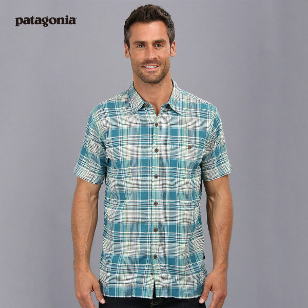 PATAGONIA/巴塔哥尼亚男款户外轻量吸湿排汗棉格纹短袖衬衣52921