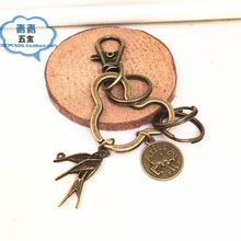 复古diy钥匙扣 diy时光宝石钥匙链 创意手工饰品批发大雁配件