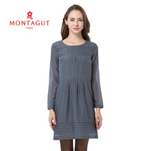 Montagut/梦特娇女士秋装连衣裙 优雅长袖中长款连衣裙 秋季新品图片