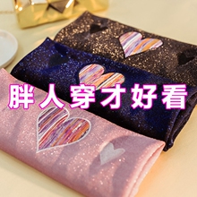 大码 显瘦洋气亮丝T恤胖妹妹遮肚心机雪纺上衣 女装 新款 2019春夏装
