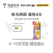 新马两国通用自动切换送插头 亿点新加坡电话卡上网卡4G无限流量