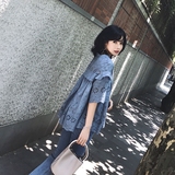 2019春夏新款宽松v领绑带钩花镂空刺绣蕾丝衫女衬衫学生娃娃上衣