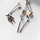 Flower Earring Pin Rose Bear 17FW 小熊玫瑰花别针金色银色耳钉