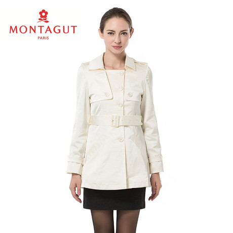 Montagut/梦特娇女士商务休闲翻领风衣外套 英伦风中长款女装风衣商品大图