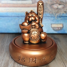 饰摆件潮流多功能 带盖家用装 创意个性 新中式招财猫烟灰缸