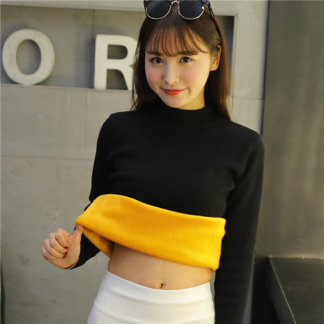 加厚加绒毛衣女秋冬女装新款韩版短款宽松针织打底衫长袖修身高领商品大图