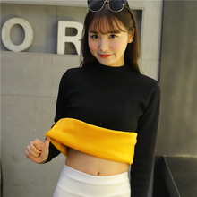 加厚加绒毛衣女秋冬女装新款韩版短款宽松针织打底衫长袖修身高领图片