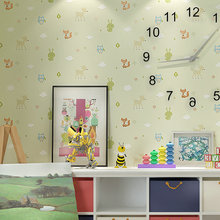 可爱小动物卡通儿童房壁纸女孩卧室背景墙 环保无纺布墙纸男孩