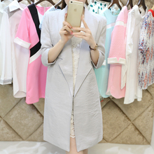 秋装新品新款女装女士显瘦韩版修身小西服外套开衫潮中长款小西装图片
