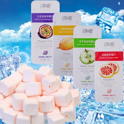 清嘴咀嚼片25g 铁盒罐装便利装清新口气糖果百香果西柚苹果零食