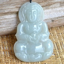 翡翠坐观音菩萨玉佩送证书 包翡翠A货 糯种精雕 揭阳工纯手工雕刻