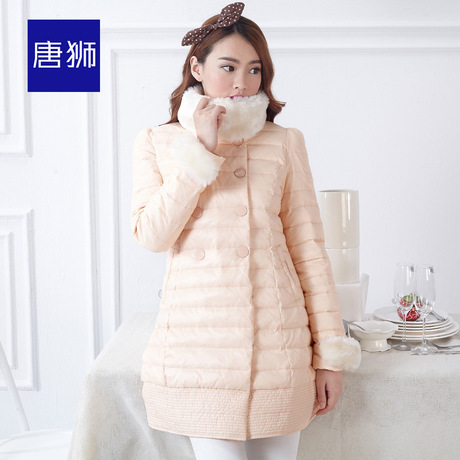 【199元2件】唐狮冬装羽绒服女双排扣毛领毛袖可拆卸羽绒服商品大图