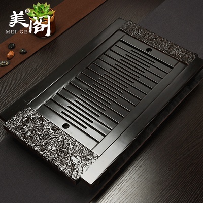 美阁 家用小茶盘抽屉式木质储水茶台功夫茶具茶海实木排水茶托盘