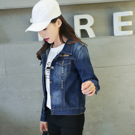 牛仔外套女2018春秋新款加大码女装胖MM夹克衫牛仔褂短外套上衣服商品大图