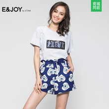 Etam/艾格E&joy2017夏装新品亮片英文字母短袖T恤D73图片